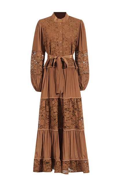 Quenna Lace Panel Midi Dress