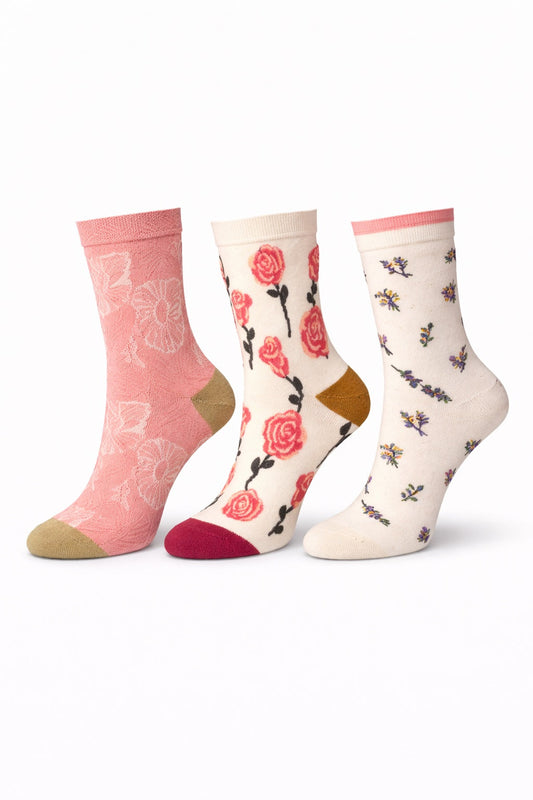 3-Pack Bouquet Flower Crew Sock