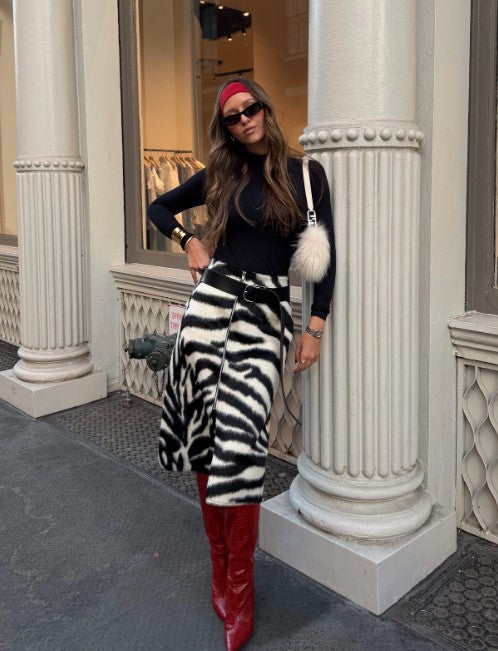 Women Zebra Print Skirt | High Waist | Midi Skirt | Elegant | Slim | Long Skirt