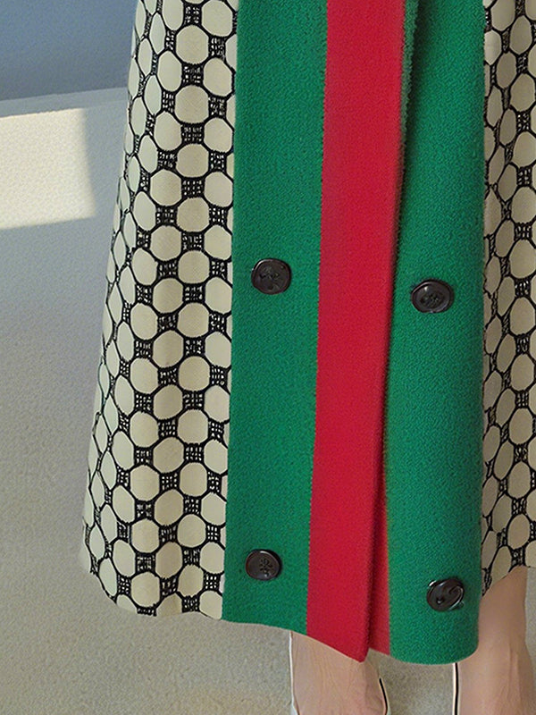 Long Sleeves Printed Split-Joint Lapel Cardigan Coats