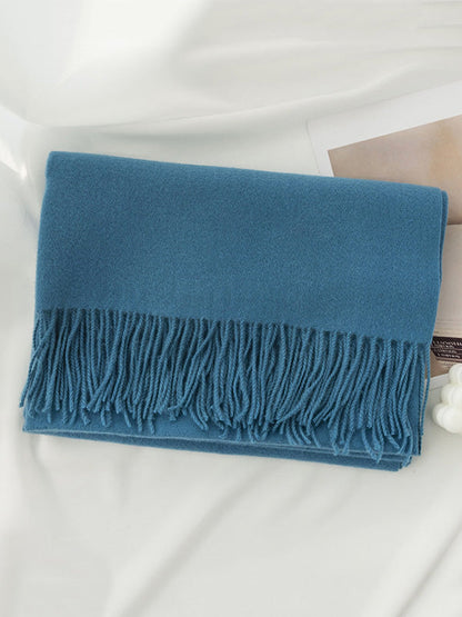 Keep Warm Solid Color Tasseled Shawl&Scarf SKY BLUE One_size
