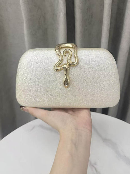 Irregularity Chains Lock Shiny Crossbody Bags Evening Bags Clutches