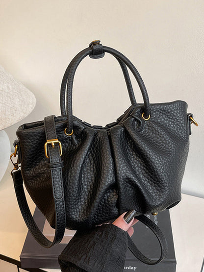 Pleated Solid Color Zipper Crossbody Bags Handbags