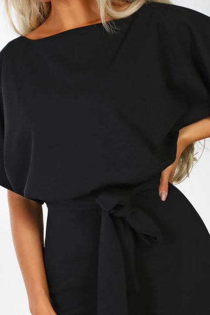 Stella | Women's Wide-Leg Belted Jumpsuit with Batwing Sleeves