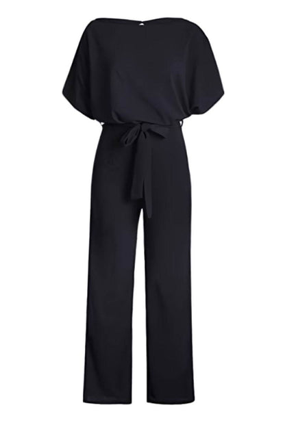 Stella | Women's Wide-Leg Belted Jumpsuit with Batwing Sleeves