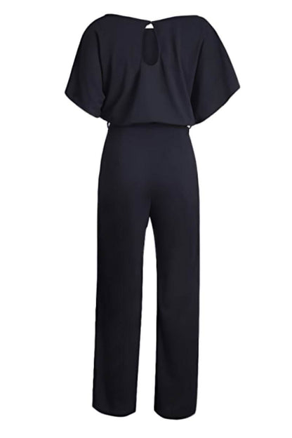 Stella | Women's Wide-Leg Belted Jumpsuit with Batwing Sleeves