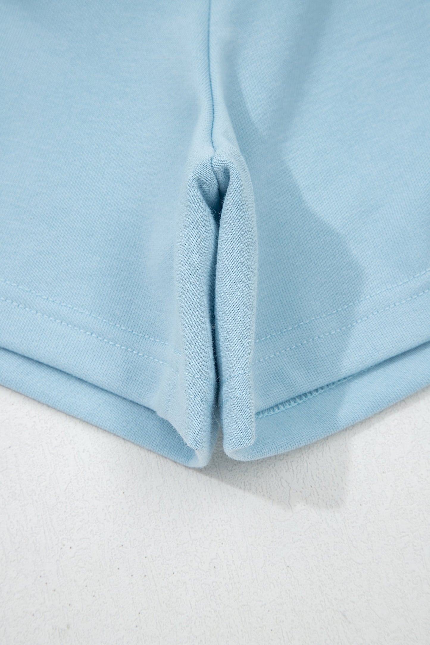 Sea Green Solid Color Loose Tee Drawstring Shorts 2pcs Outfit