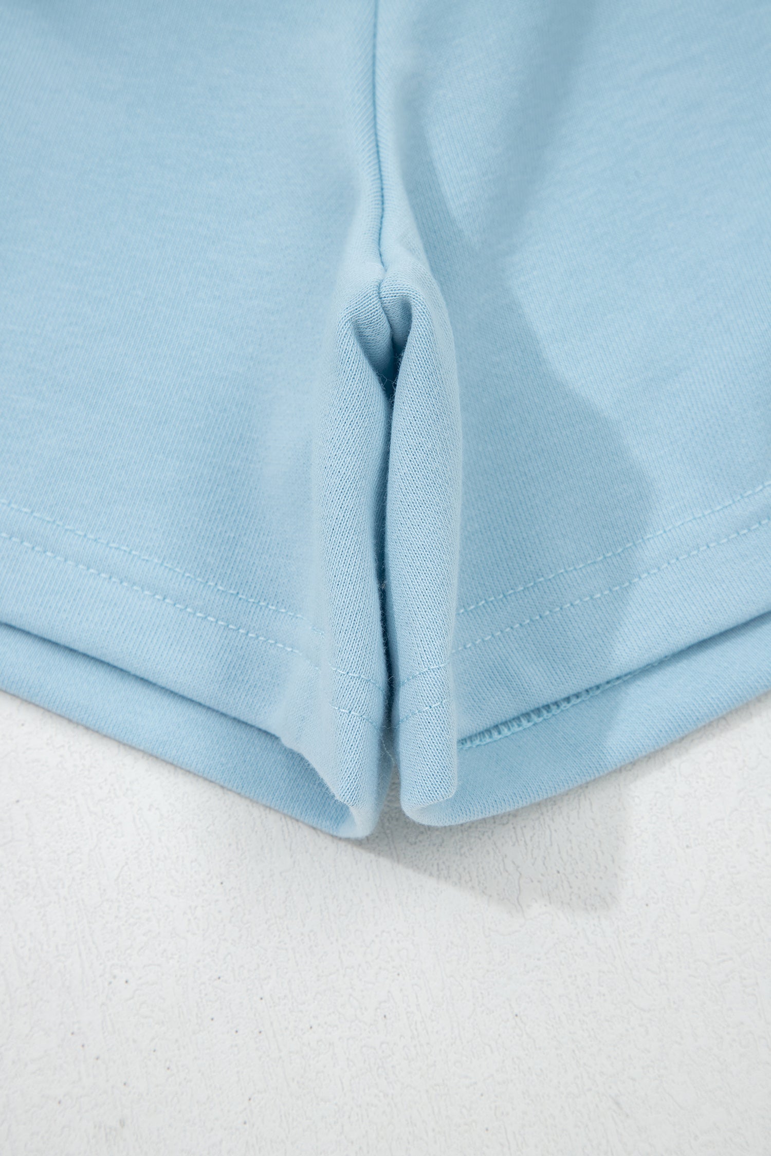 Sea Green Solid Color Loose Tee Drawstring Shorts 2pcs Outfit