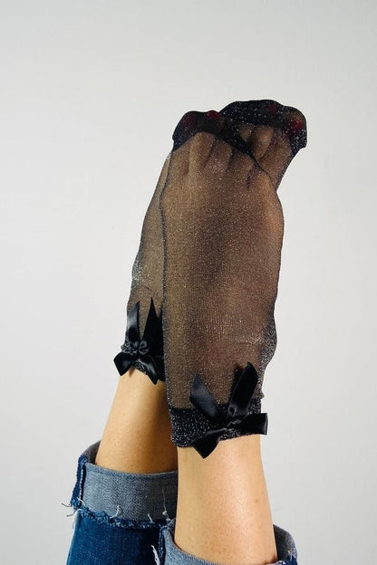 Sheer Glitter Bow Socks