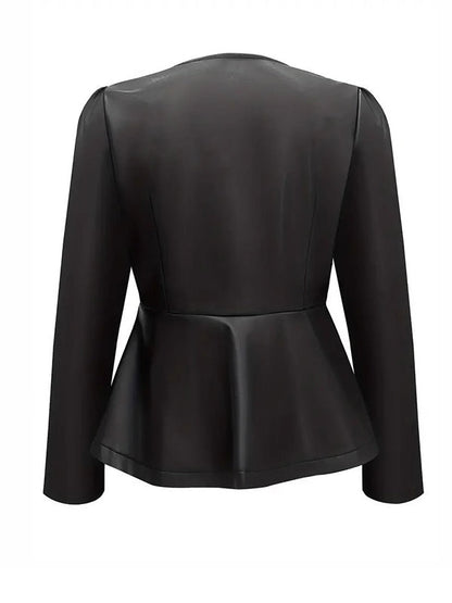 Long Sleeves Loose Split-Joint Zipper Round-Neck Jackets Outerwear