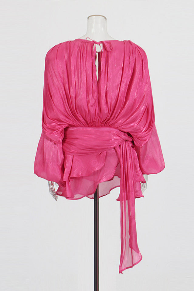 Beryl Pleated Ruffle Hem Mini Dress