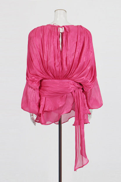 Beryl Pleated Ruffle Hem Mini Dress