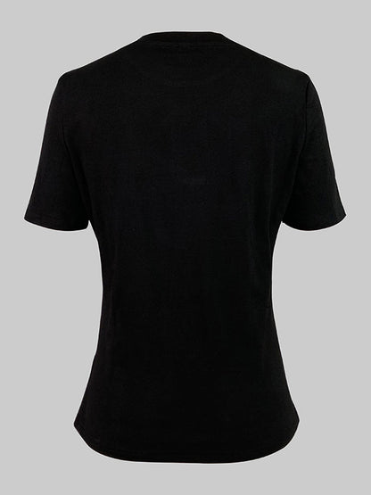 Short Sleeves Skinny Floral Printed Split-Joint Round-Neck T-Shirts