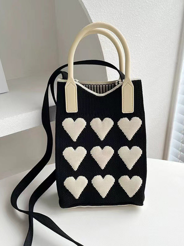 Heart Print Split-Joint Bags Crossbody Bags Handbags