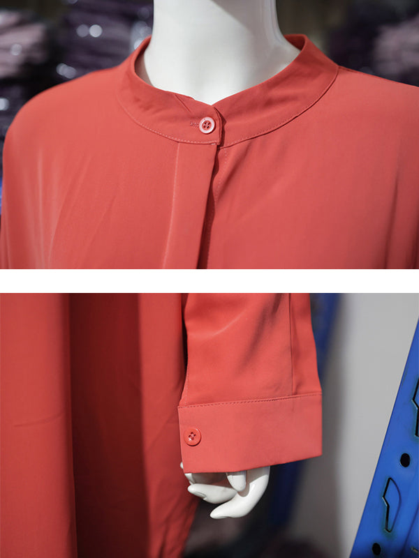 Robe longue musulmane ample à manches chauve-souris, boutonnée, couleur unie, fendue sur les côtés, col rond 