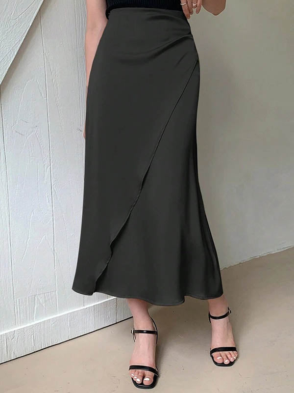Bodycon Solid Color Skirts Bottoms BLACK