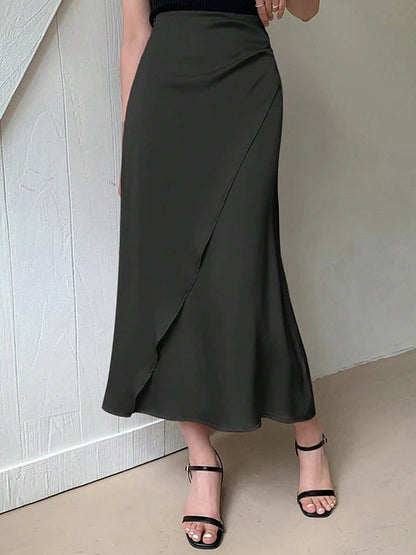 Bodycon Solid Color Skirts Bottoms BLACK