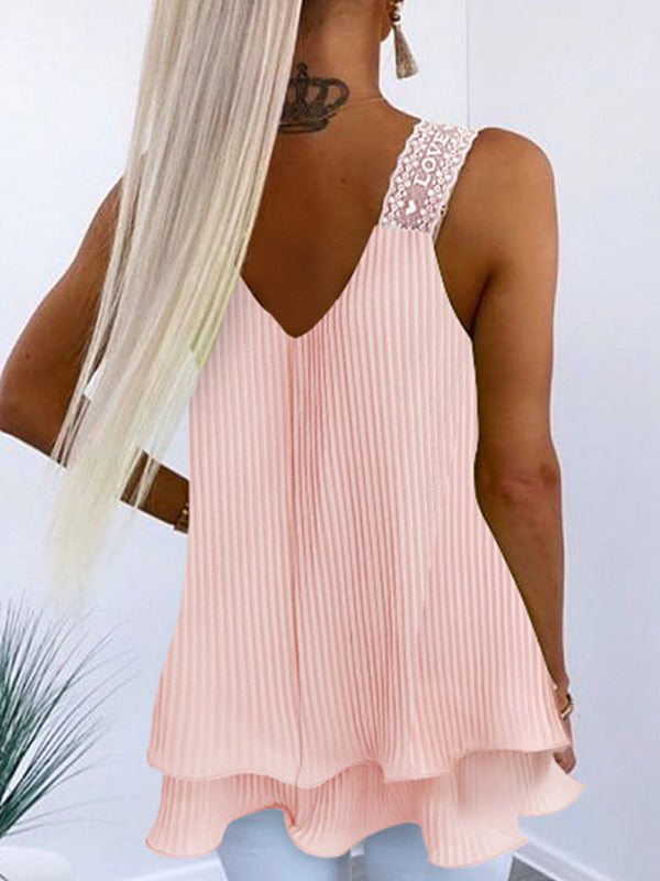 Loose Sleeveless Solid Color U-Neck Vest Top