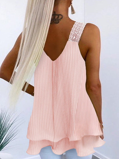 Loose Sleeveless Solid Color U-Neck Vest Top