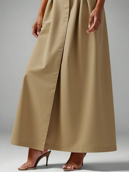 A-Line Loose No Belt Solid Color Zipper Skirts Bottoms