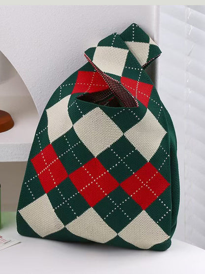 Plaid Contrast Color Satchels Bags