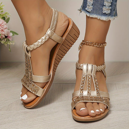 Darby | Women's Rhinestone Woven Sandals