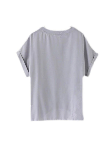 Fledermausärmel, lockere, plissierte, einfarbige Blusen und Hemden mit geteiltem Rundhalsausschnitt 