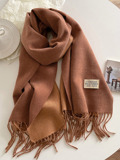 Keep Warm Tasseled Shawl&Scarf CAMEO BROWN One_size