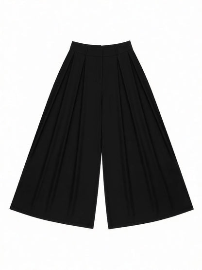 Solid Color Pleated Wide Pants Wide Leg Pants