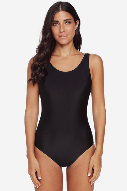 Athletic Training Cross Back Swimwear Black
