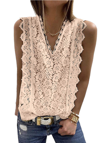 Original Lace Solid Color Loose Vest Top