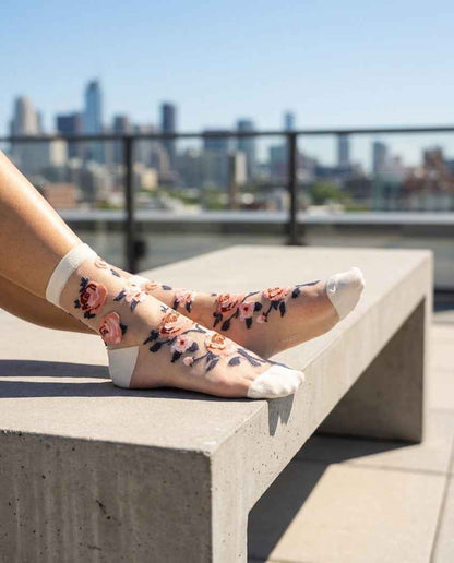 Roses Sheer Socks, 2-Pack