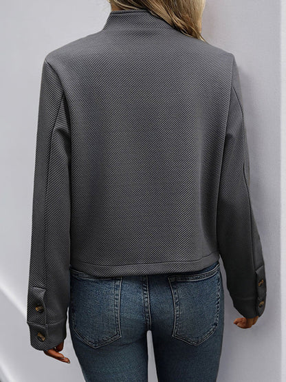 Vestes amples à manches longues et col montant boutonné 