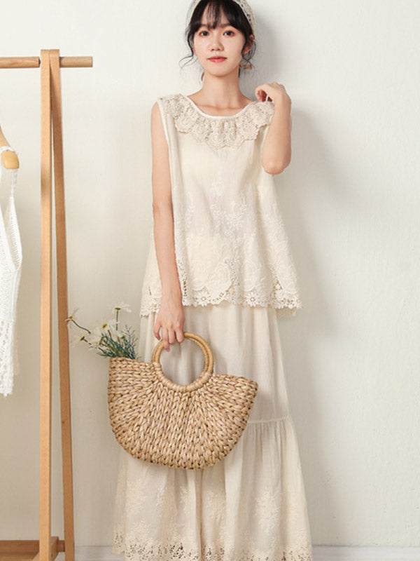 Vintage Loose Embroidered High Waisted Wide Leg Flared Pants