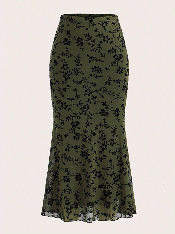 Bodycon High Waisted Elasticity Flower Print Skirts