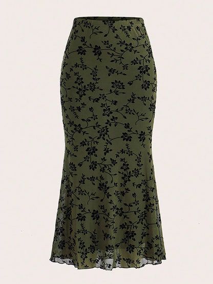 Bodycon High Waisted Elasticity Flower Print Skirts