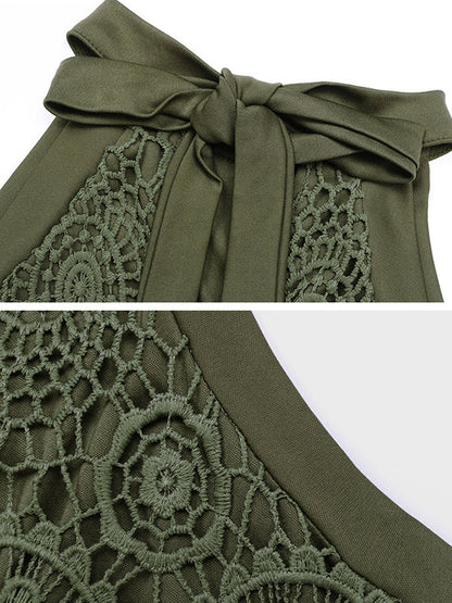 Haut sans manches ample à col licou fendu de couleur unie 