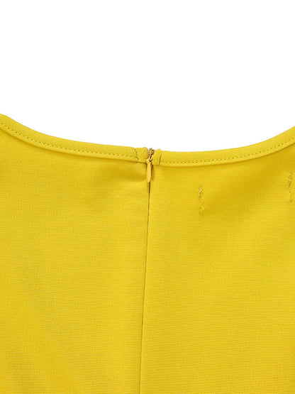 Irregular Clipping Plus Size Belted Solid Color Round-Neck Midi Dresses