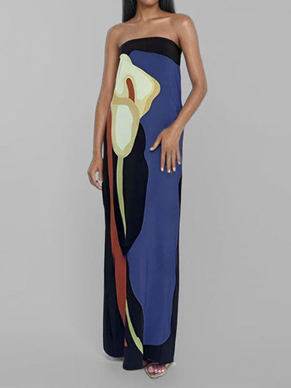 Robes longues tube amples à imprimé grande taille 