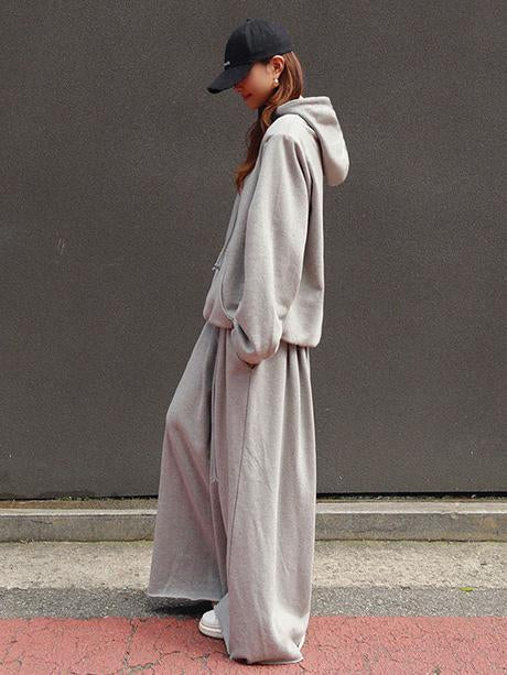 Loose Urban Gray Wide Leg Elastic Waist Pants