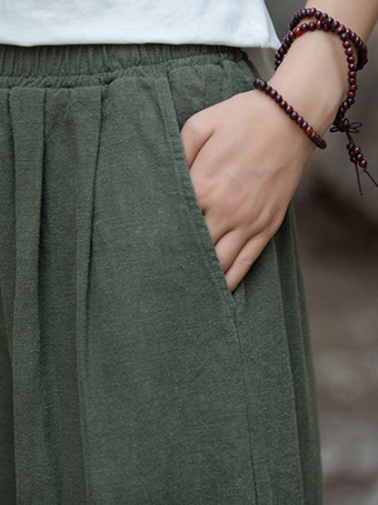 Elastische, einfarbige Hose mit weitem Bein 