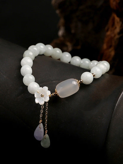 National Jade Beads&Flower Handmade Bracelet