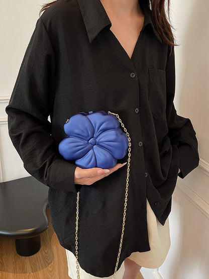 Sacs à bandoulière brillants en forme de fleur avec chaînes 