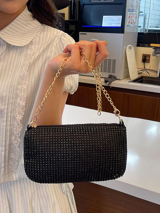Zipper Shiny Geometric Chains Handbags