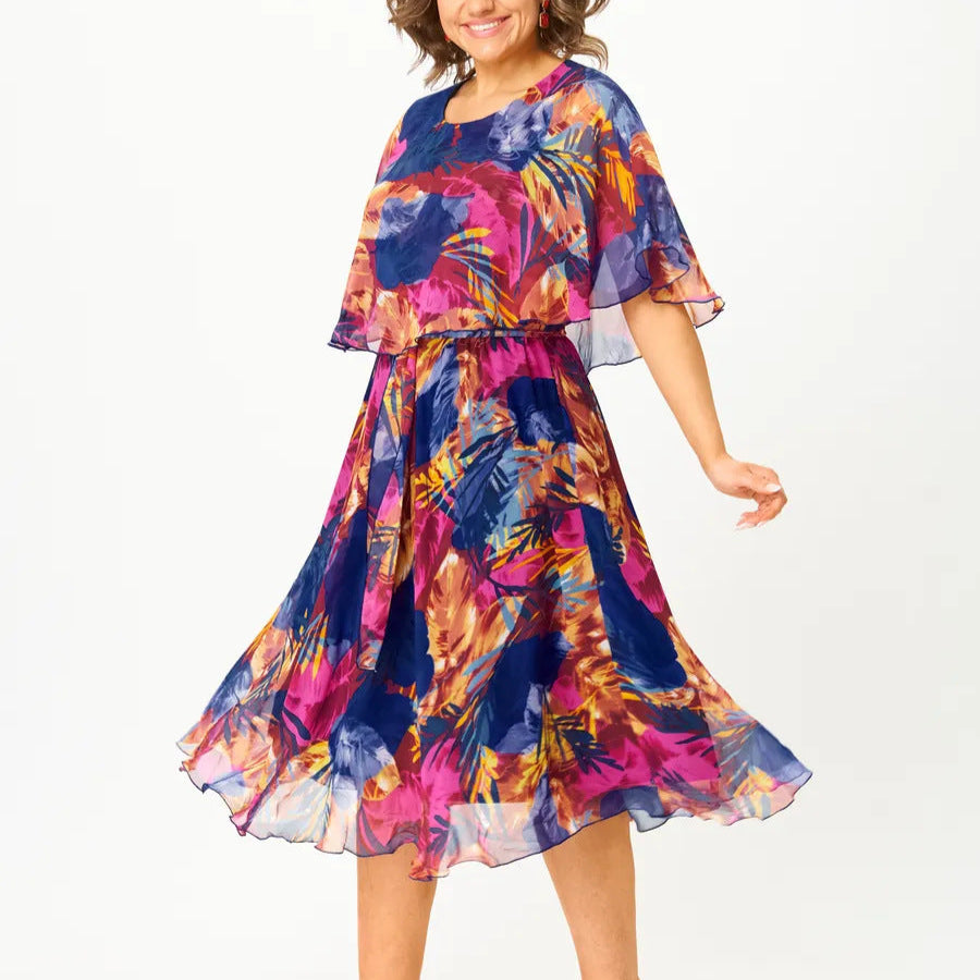 Savannah | Women's Chiffon Tummy Control Flowy Draped Dress