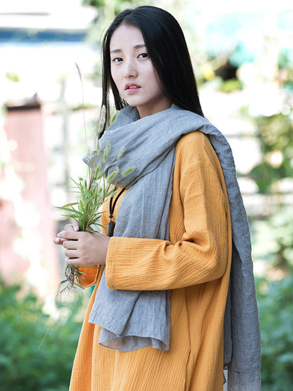 8 Colors Vintage Solid Color Ramie Cotton Shawl Scarf