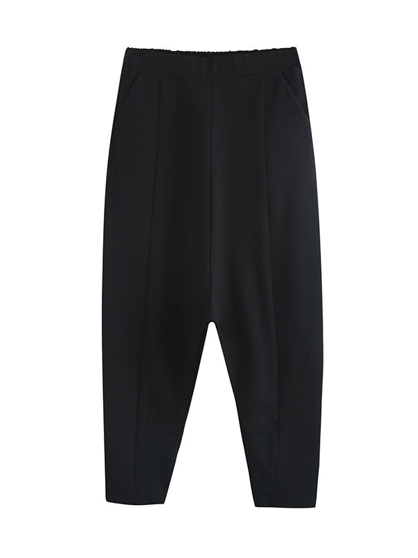 Pantalon sarouel décontracté, simple, ample, élastique, couleur unie 