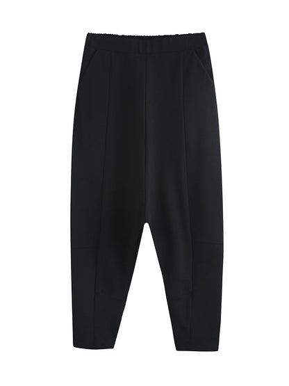 Pantalon sarouel décontracté, simple, ample, élastique, couleur unie 