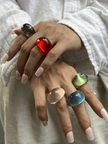 Geometric Transparent Rings Accessories