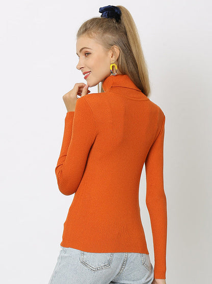 10 Colors Simple Knitting Solid Color High-Neck Pullover
